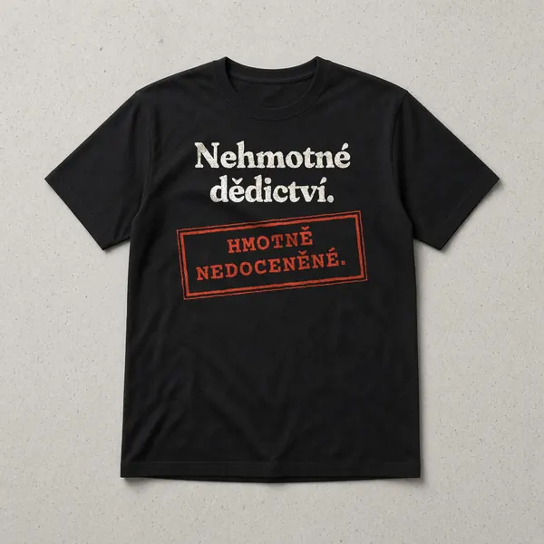 Tričko s hláškou „Nehmotné dědictví. Hmotně nedoceněné.“