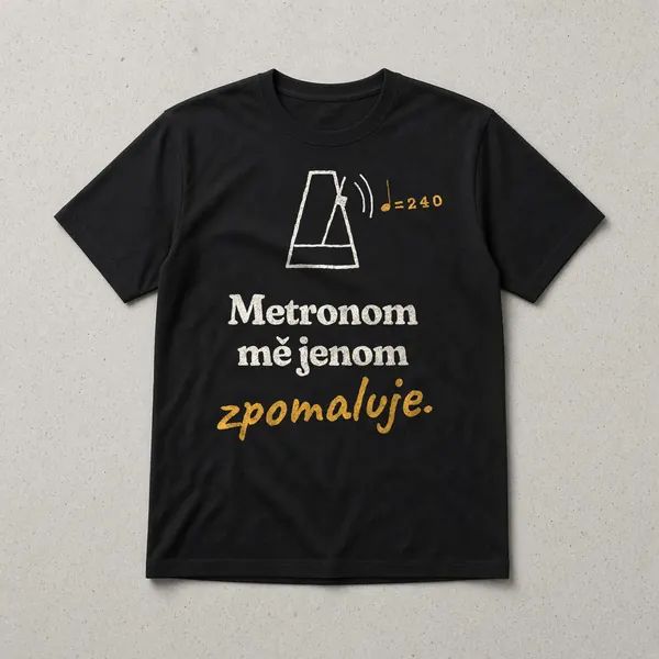 Tričko s hláškou „Metronom mě jenom zpomaluje.“