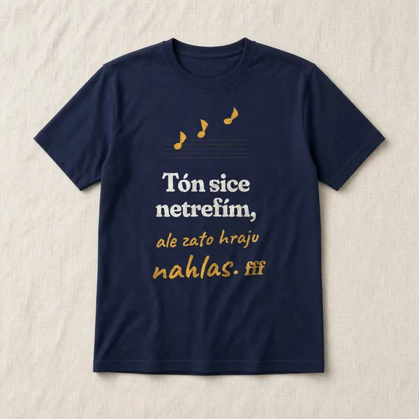 Tričko s hláškou „Tón sice netrefím, ale zato hraju nahlas.“
