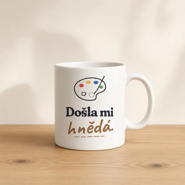 Hrnek s hláškou „Došla mi hnědá.“